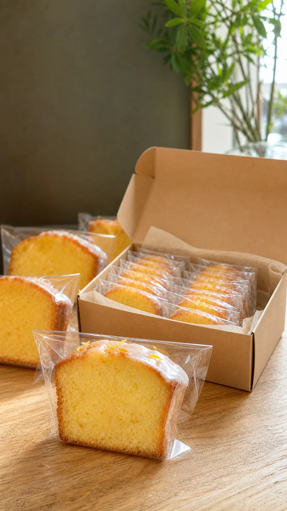 箱入りレモンケーキと個包装された焼き菓子